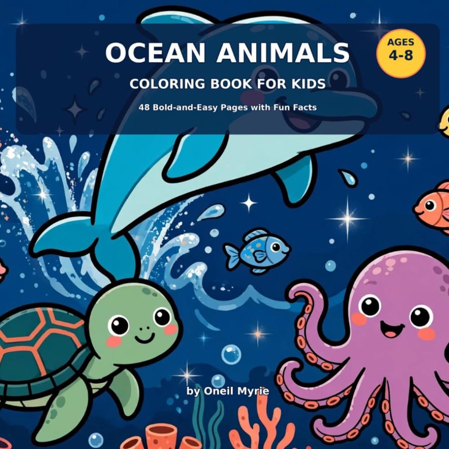 Ocean Animals coloring book cover